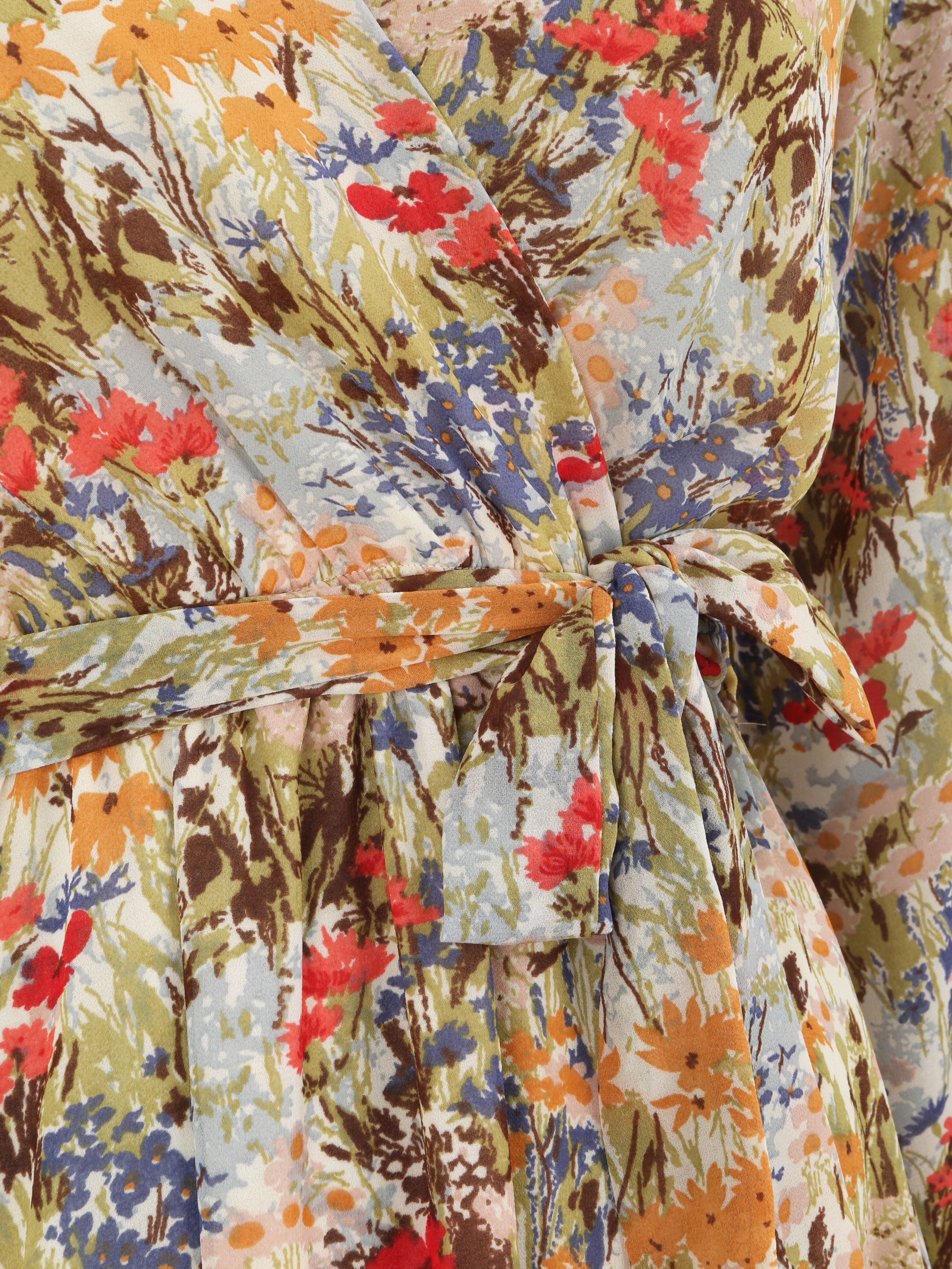 Robe longue à imprimé fleuri - Beige - 3
