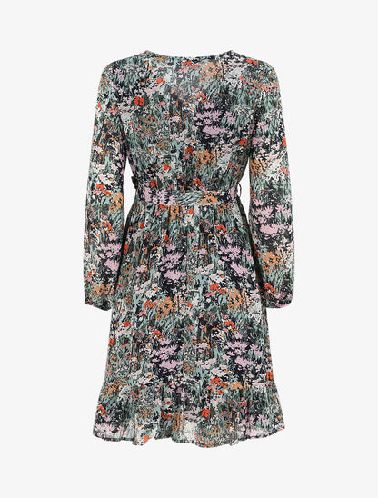 Robe longue à imprimé fleuri - Noir - 2