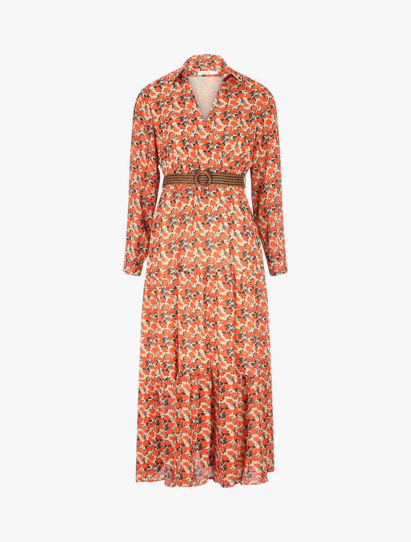 Robe longue à imprimé liberty - Beige - 1