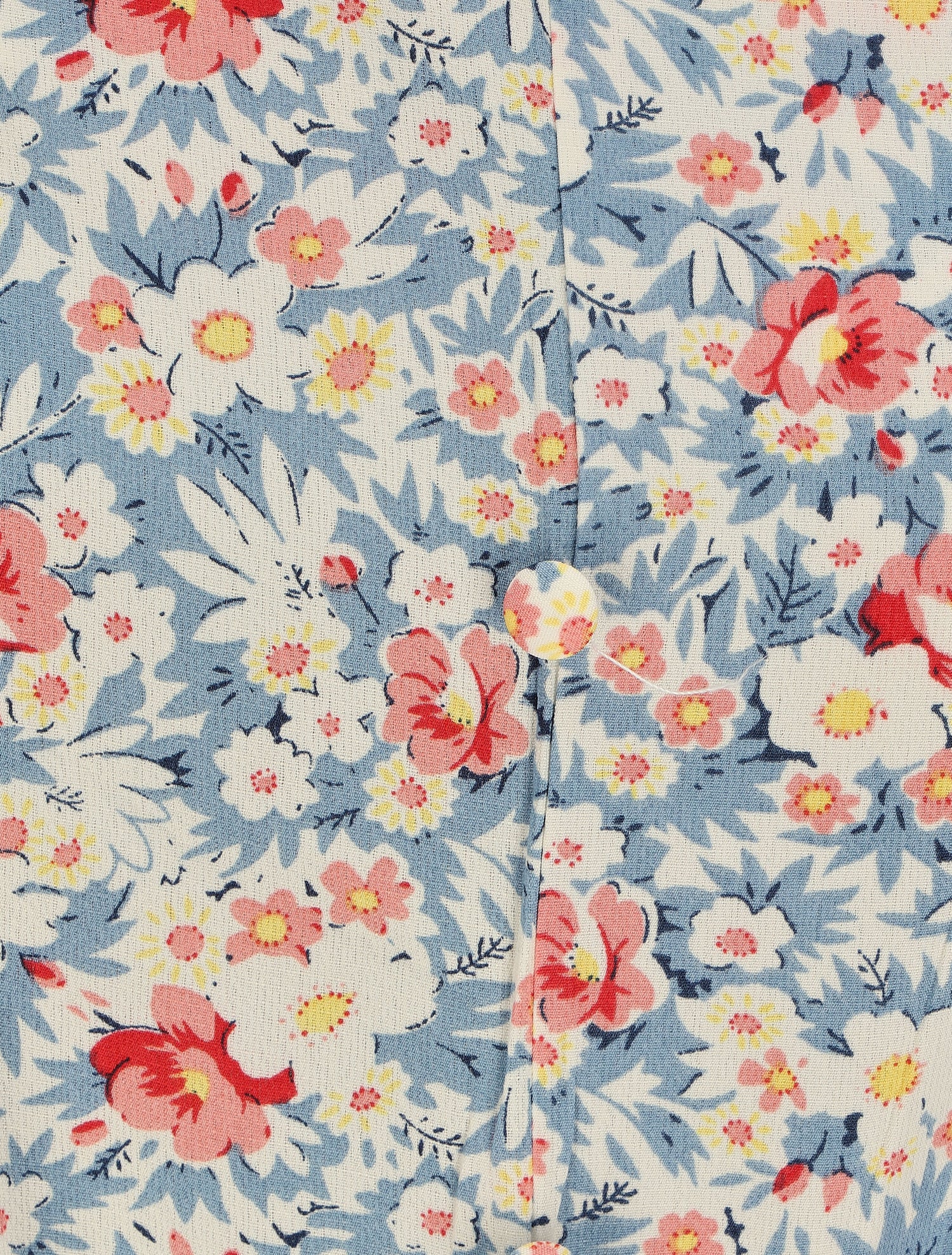 Robe longue évasée à volants imprimé fleurs des champs - Bleu ciel - 3