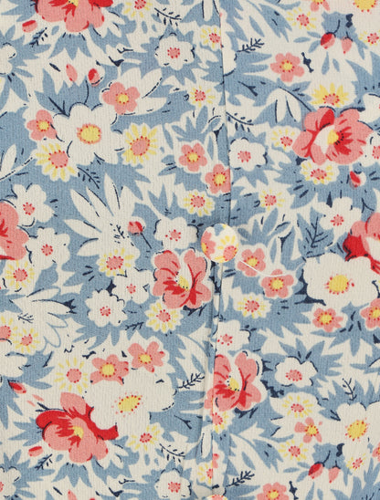 Robe longue évasée à volants imprimé fleurs des champs - Bleu ciel - 3