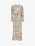 Robe longue évasée à volants imprimé bouquet d&