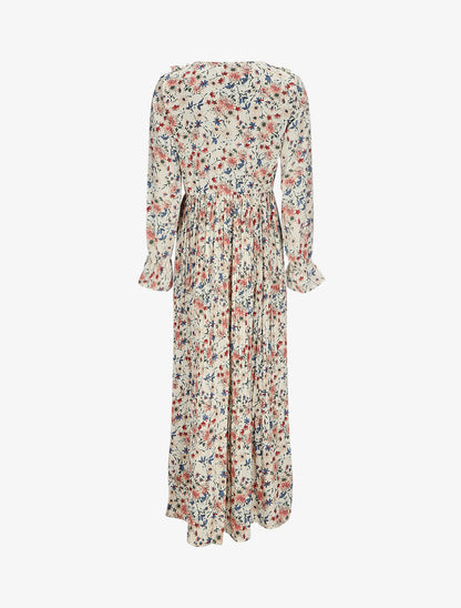 Robe longue évasée à volants imprimé bouquet d&