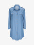 Robe chemise courte unie poches à rabat - Bleu - 1