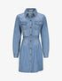 Robe chemise courte en jean droite unie - Bleu - 5