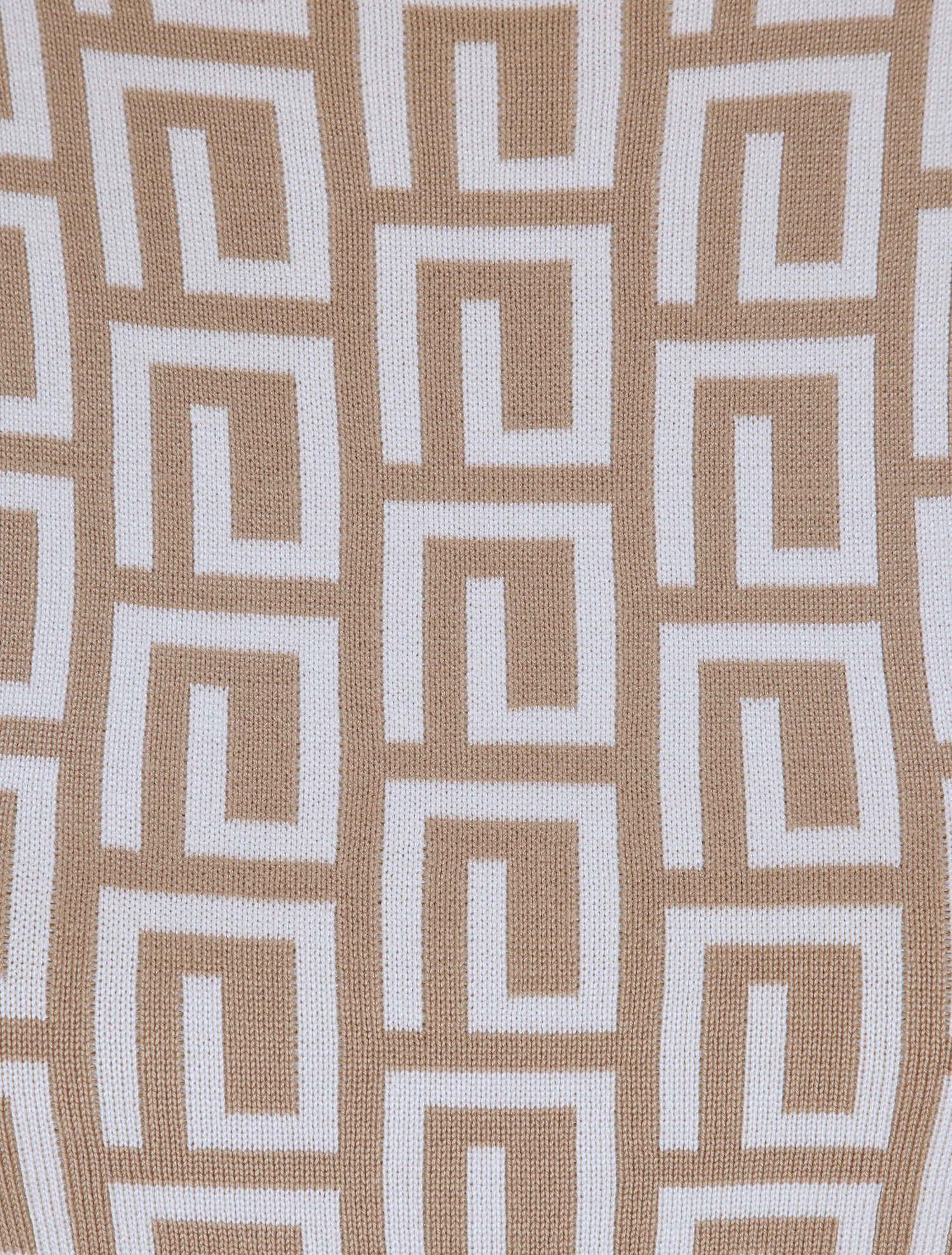 Robe courte ajustée jacquard grec - Beige - 3