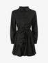 Robe chemise satinée à bords volantés - Noir - 1