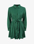 Robe chemise satinée à bords volantés - Vert - 1