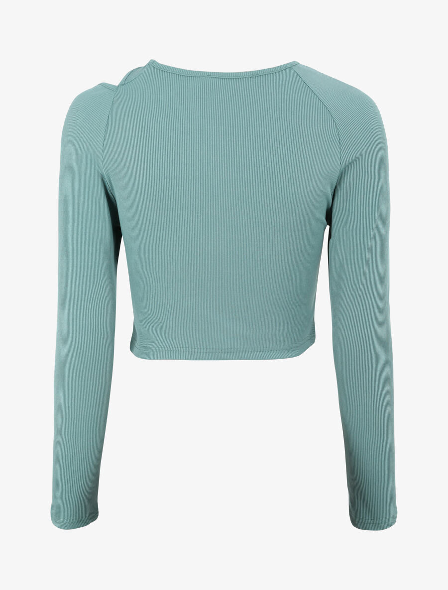 Crop top côtelé unie - Vert d&