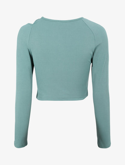 Crop top côtelé unie - Vert d&