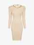 Robe pull côtelée et moulante à détail chaîne - Beige - 1