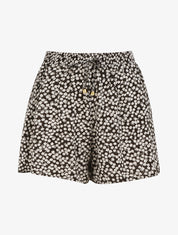 Short trapèze imprimé petites fleurs - Noir - 1