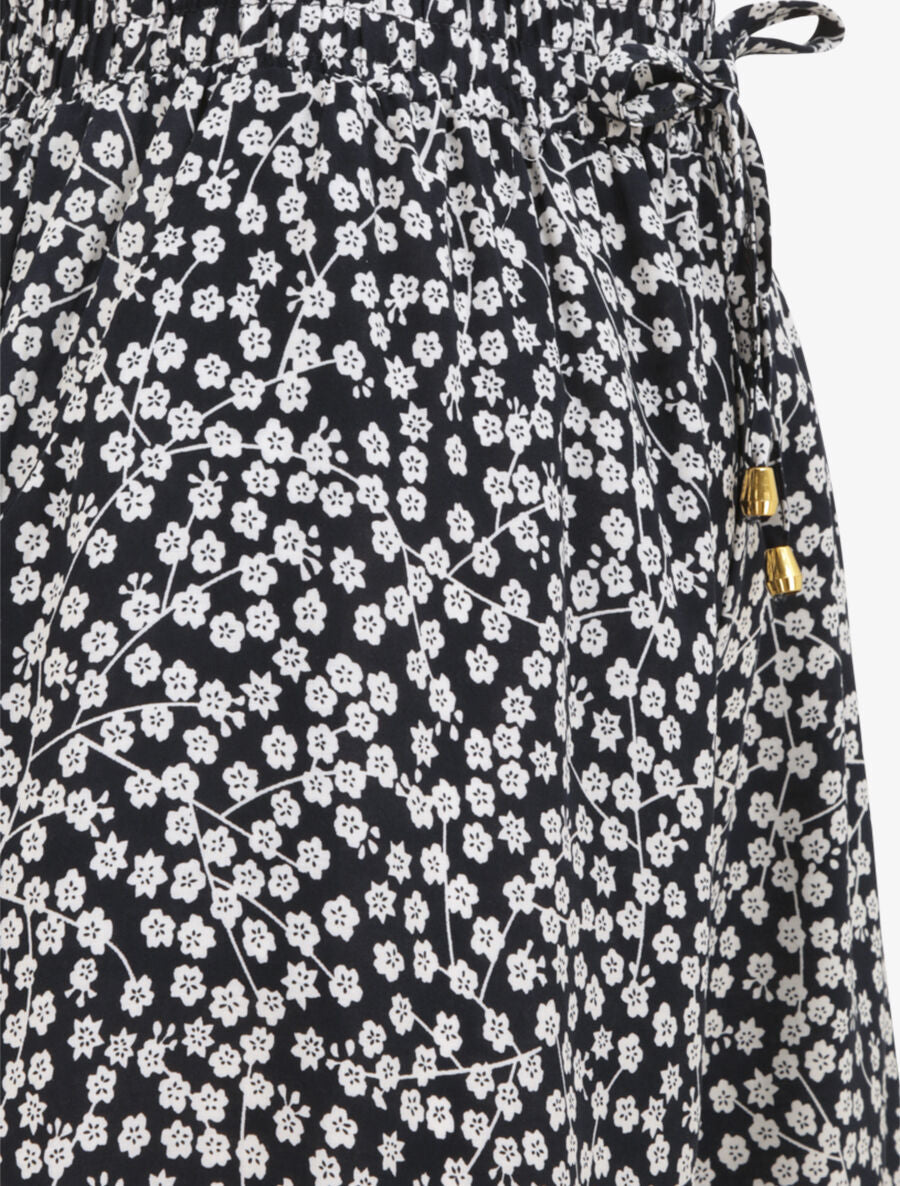 Short trapèze imprimé petites fleurs - Marine - 3