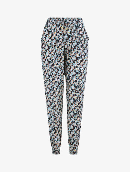 Pantalon harem imprimé floral - Marine - 5