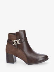 Bottines mi-hautes bi-matière - Marron - 5