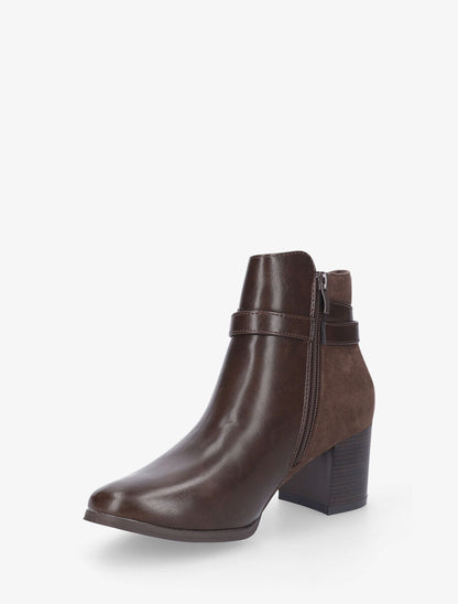 Bottines mi-hautes bi-matière - Marron - 3