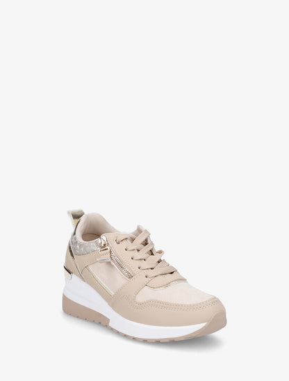 Baskets compensées à zip - Beige - 2