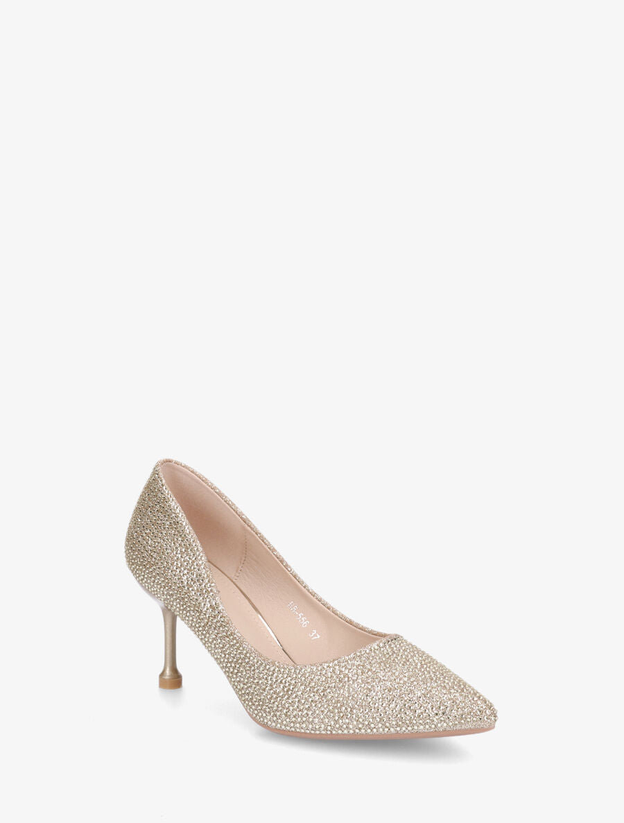 Escarpins pointus à strass - Or - 2