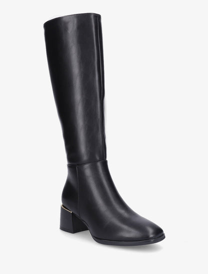 Bottes unies en simili à talon - Noir - 2