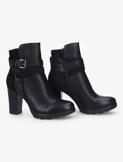 Bottines à empiècement stylisé effet python - Noir - 3
