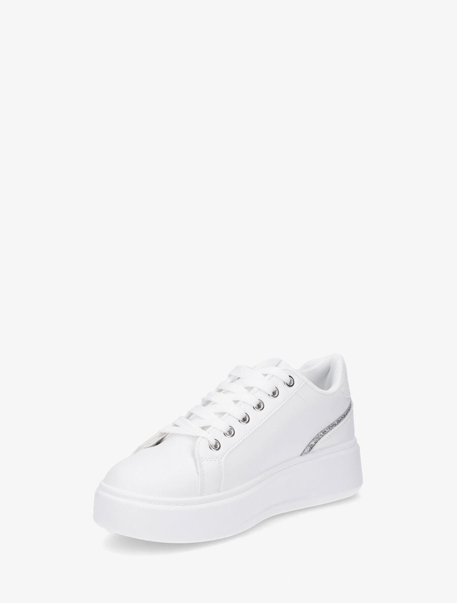 Sneakers en simili à zip décoratif - Blanc - 3