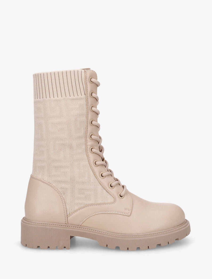 Bottines chaussettes à imprimé grec - Taupe - 1