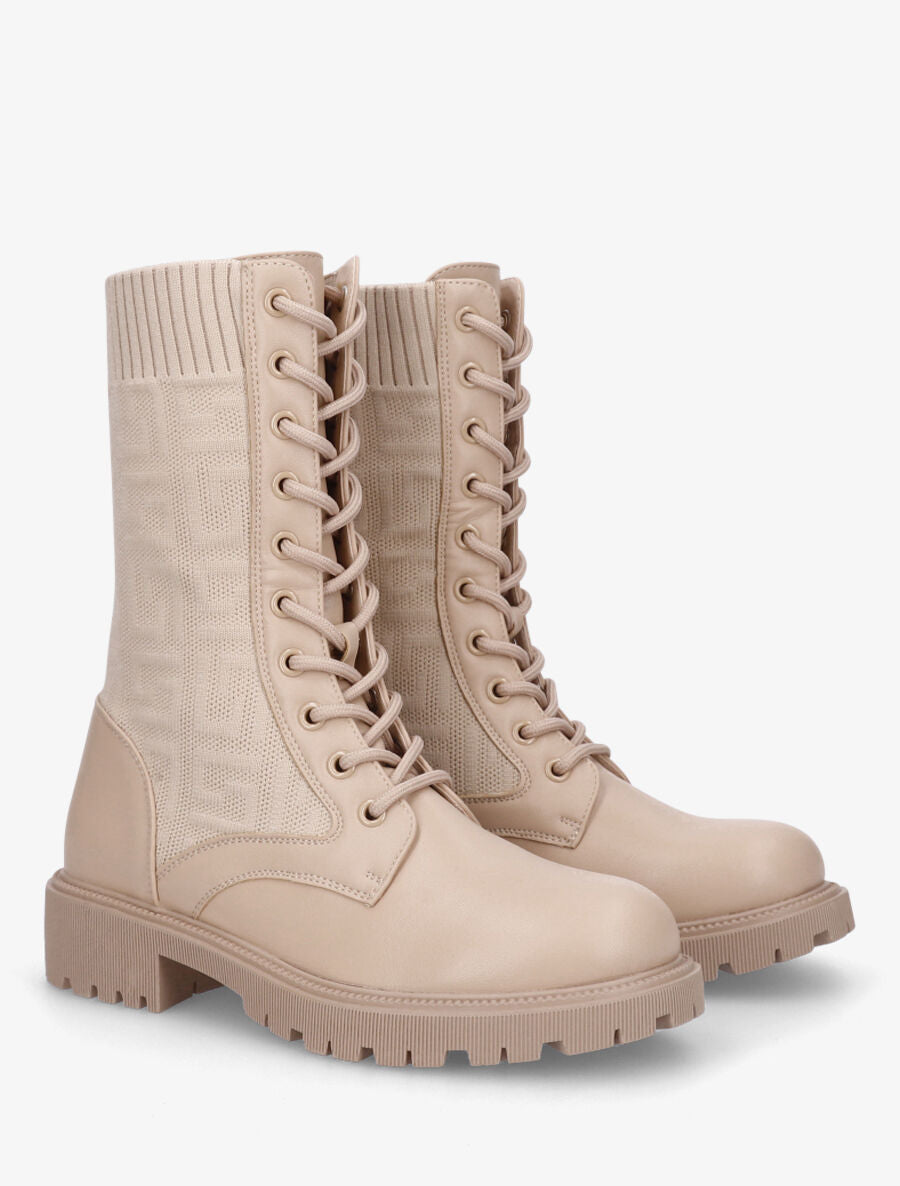 Bottines chaussettes à imprimé grec - Taupe - 4