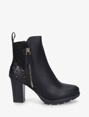 Bottines en simili et sequins - Noir - 1