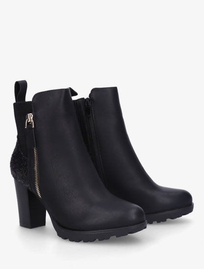 Bottines en simili et sequins - Noir - 4