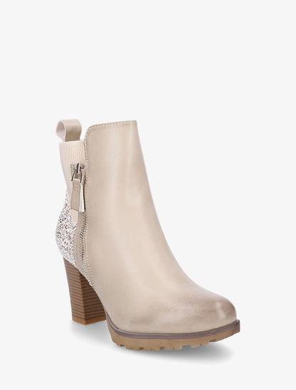 Bottines en simili et sequins - Beige - 2