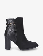 Bottines en suédine et contrefort en python - Noir - 1