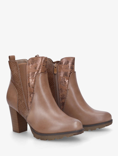 Bottines à talon et multi textures - Taupe - 4