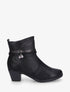 Bottines en simili à sangle ornées de perles et strass - Noir - 1