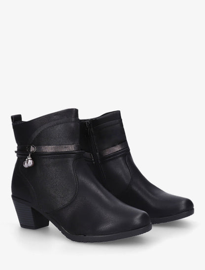 Bottines en simili à sangle ornées de perles et strass - Noir - 4