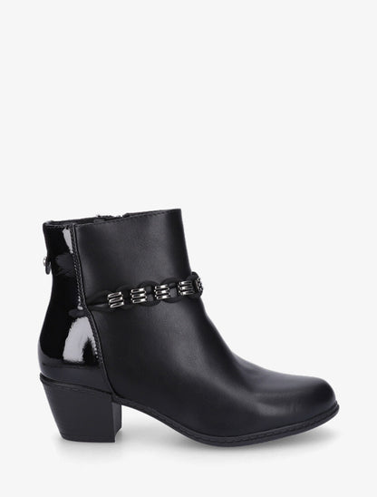 Bottines en simili à contrefort vernis - Noir - 1