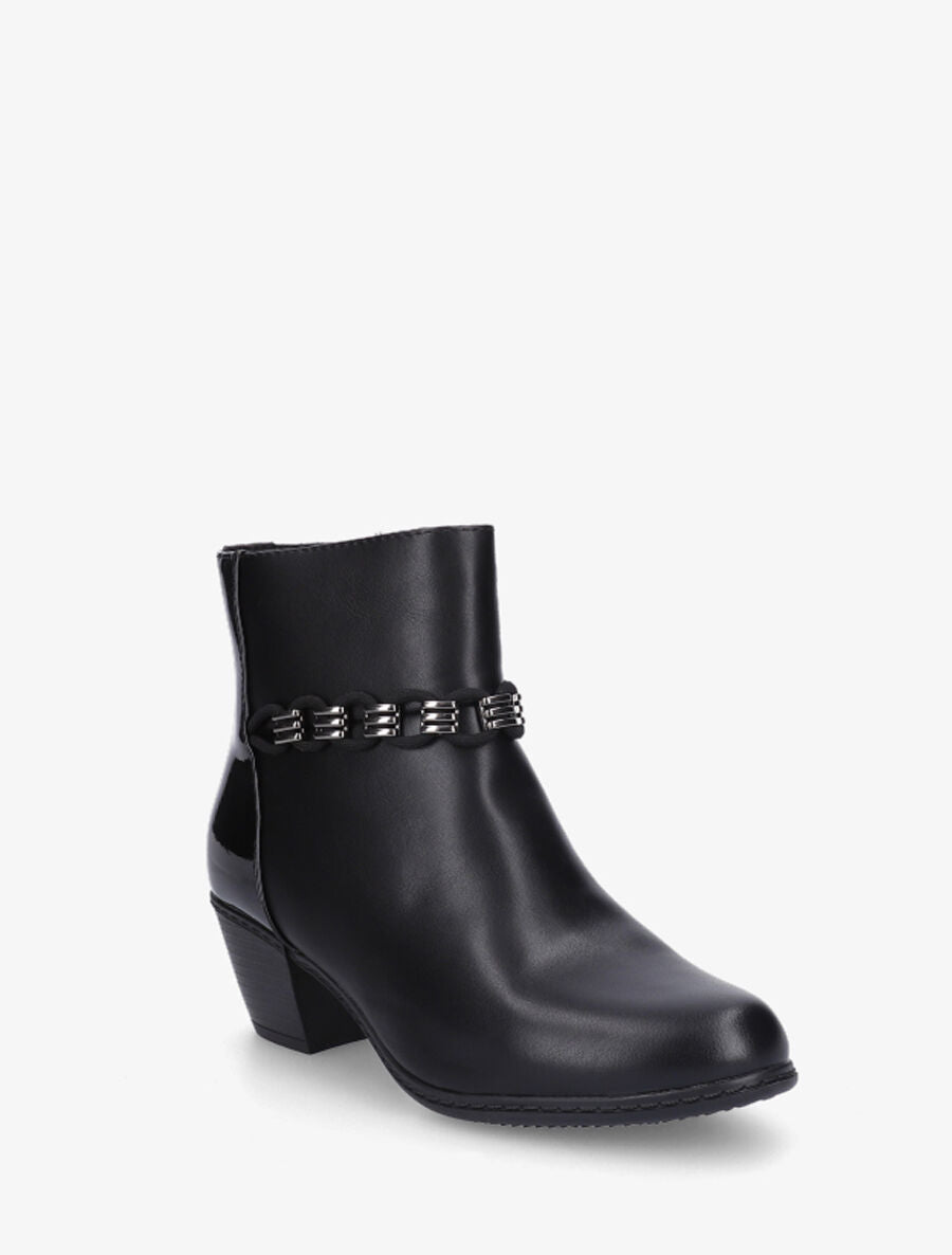 Bottines en simili à contrefort vernis - Noir - 2
