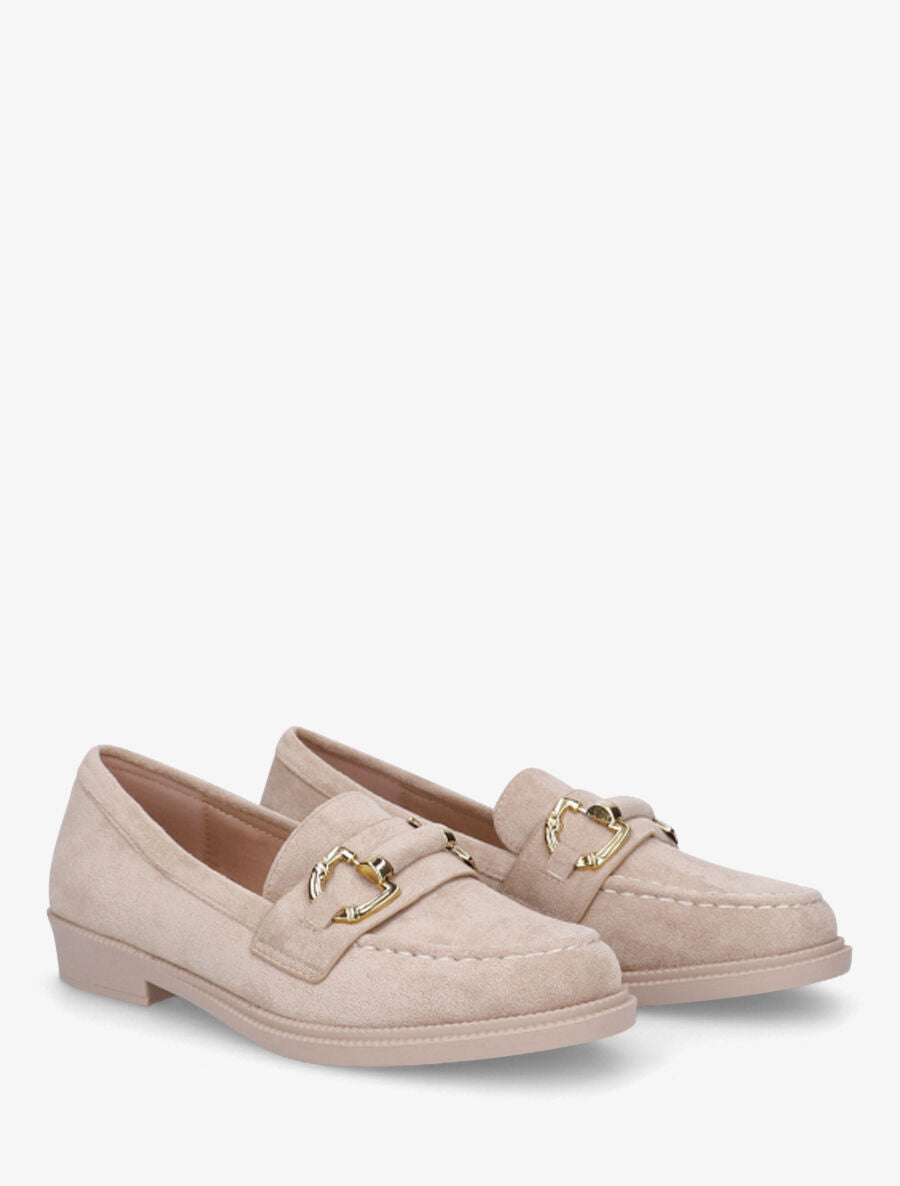 Mocassins unis en suédine - Beige - 4