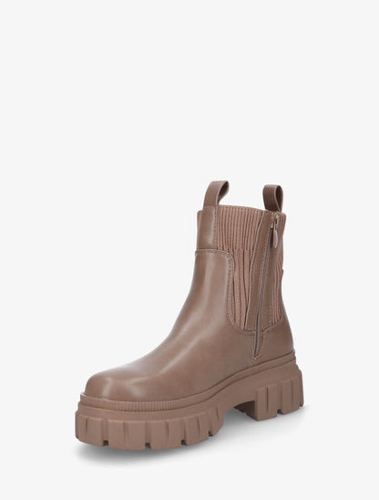 Bottines chaussettes à talon strié - Taupe - 3