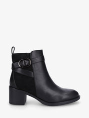 Bottines en simili et suédine - Noir - 1