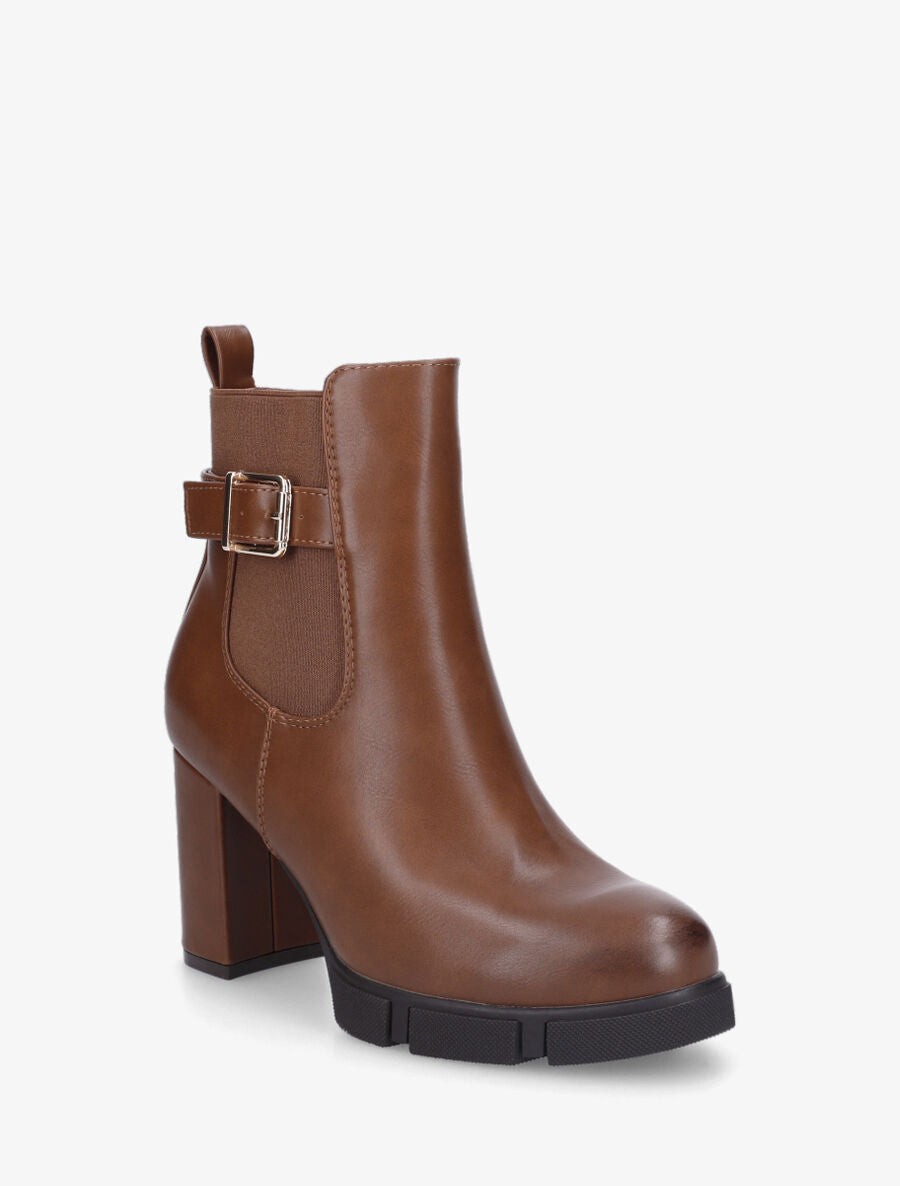 Bottines élastiquées à talon - Camel - 2