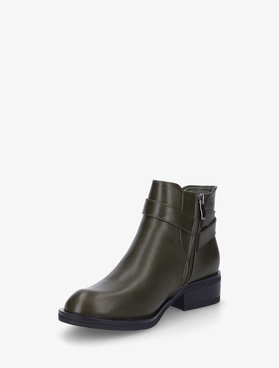 Bottines à boucle en simili - Kaki - 3