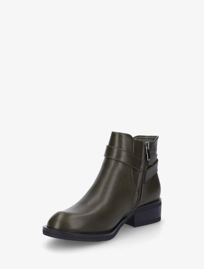 Bottines à boucle en simili - Kaki - 3