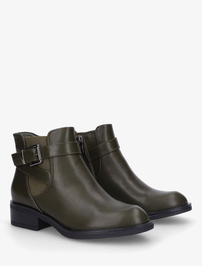 Bottines à boucle en simili - Kaki - 4