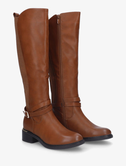Bottes élastiquées à empiècement métallique au talon - Camel - 4