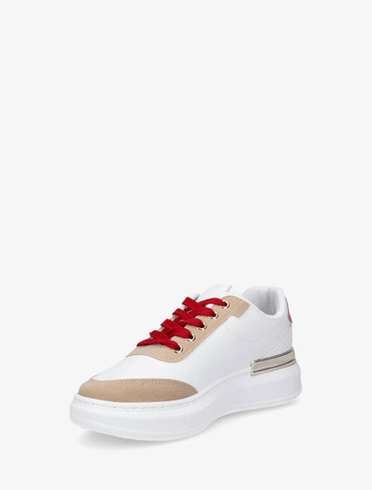 Sneakers à bandes ornées de sequins et lacets colorés - Or - 3