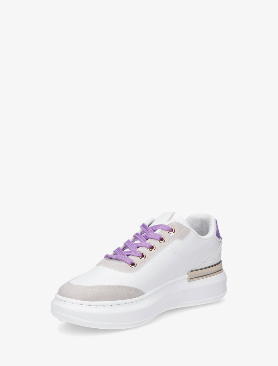 Sneakers à bandes ornées de sequins et lacets colorés - Noir - 3