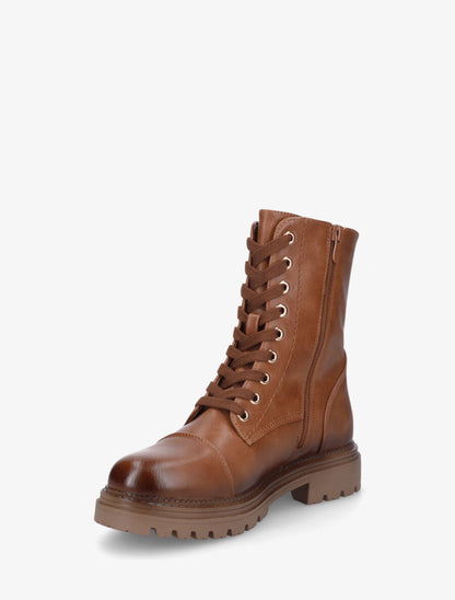 Bottines montantes à lacets et zip - Camel - 3