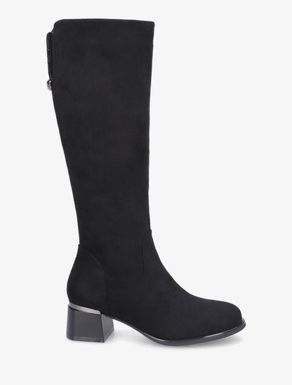 Bottes plates en suédine languette à strass - Noir - 1