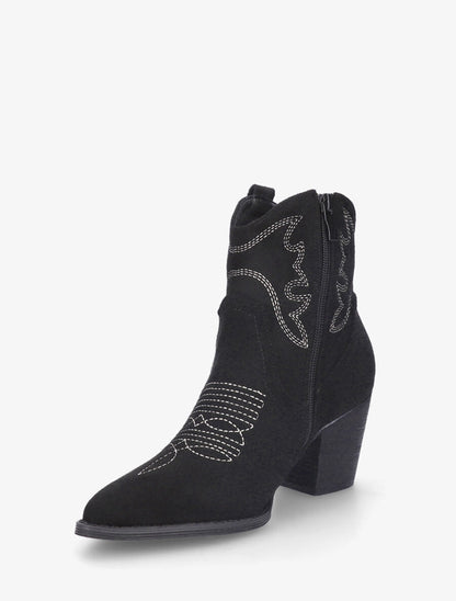 Bottines style santiag en suédine - Noir - 3