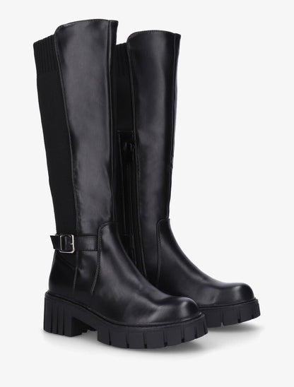 Bottes bimatière à talon - Noir - 4